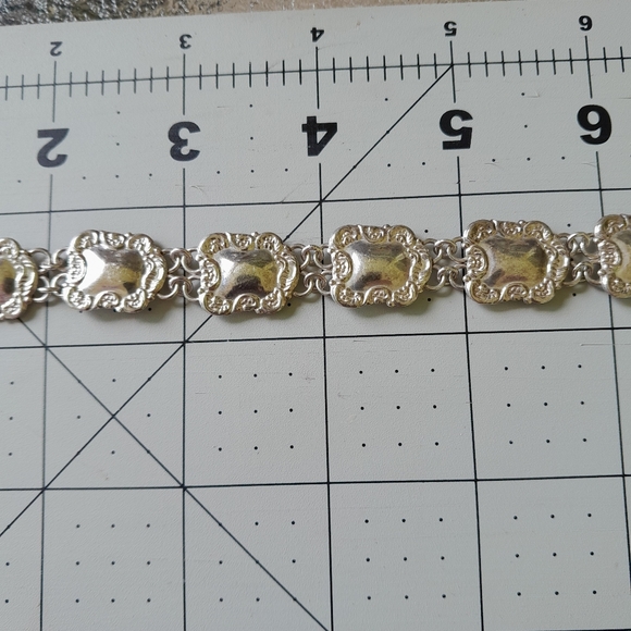 Charming Stamped 925 Link Toggle Braclet Sterling - Picture 2 of 4